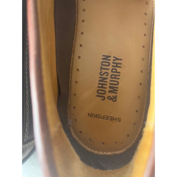 Johnston & Murphy Fowler Venetian Shipskin Leather Mahogany Loafers Men Size 10M - Picture 5 of 8